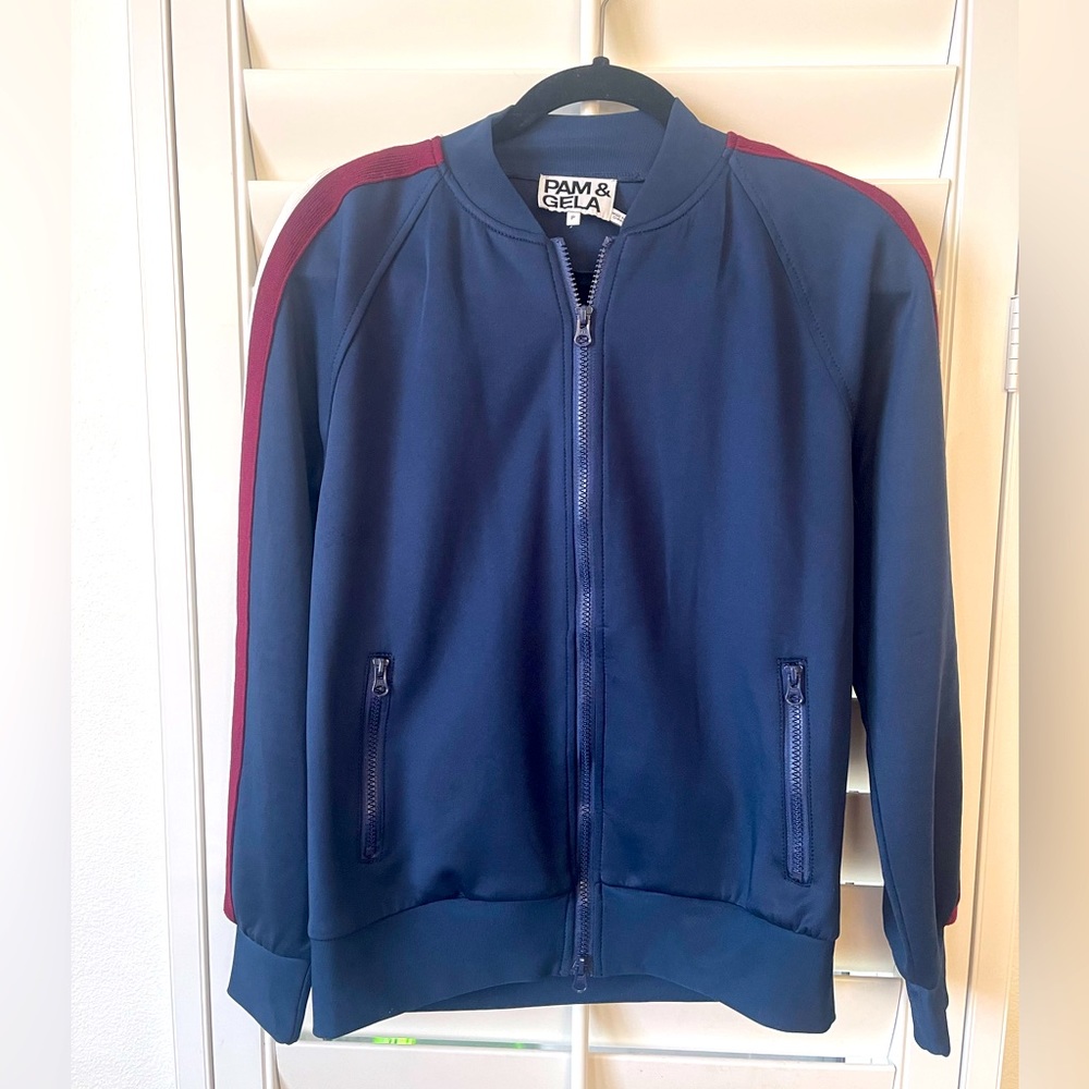 Pam and Gela blue track jacket I excellent condition sz P